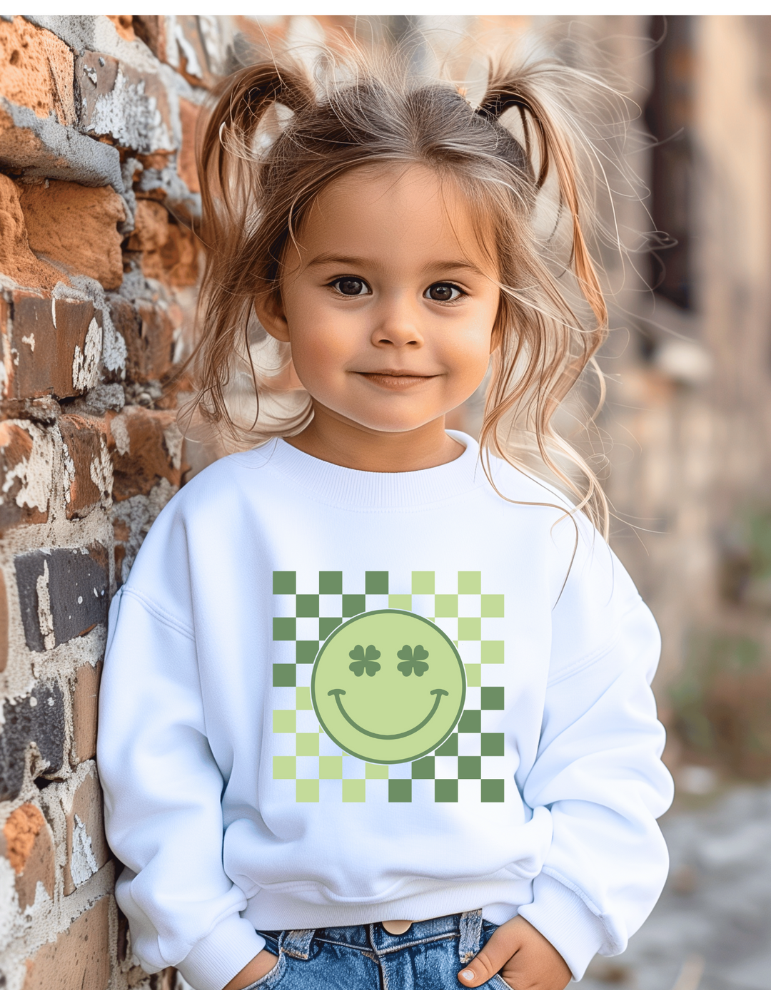 CHECKED SMILEY FACE KIDS CREW