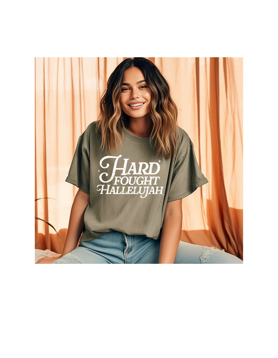 HARD FOUGHT HALLELUJAH WHITE FONT CREWNECK/TEE PRE-ORDER