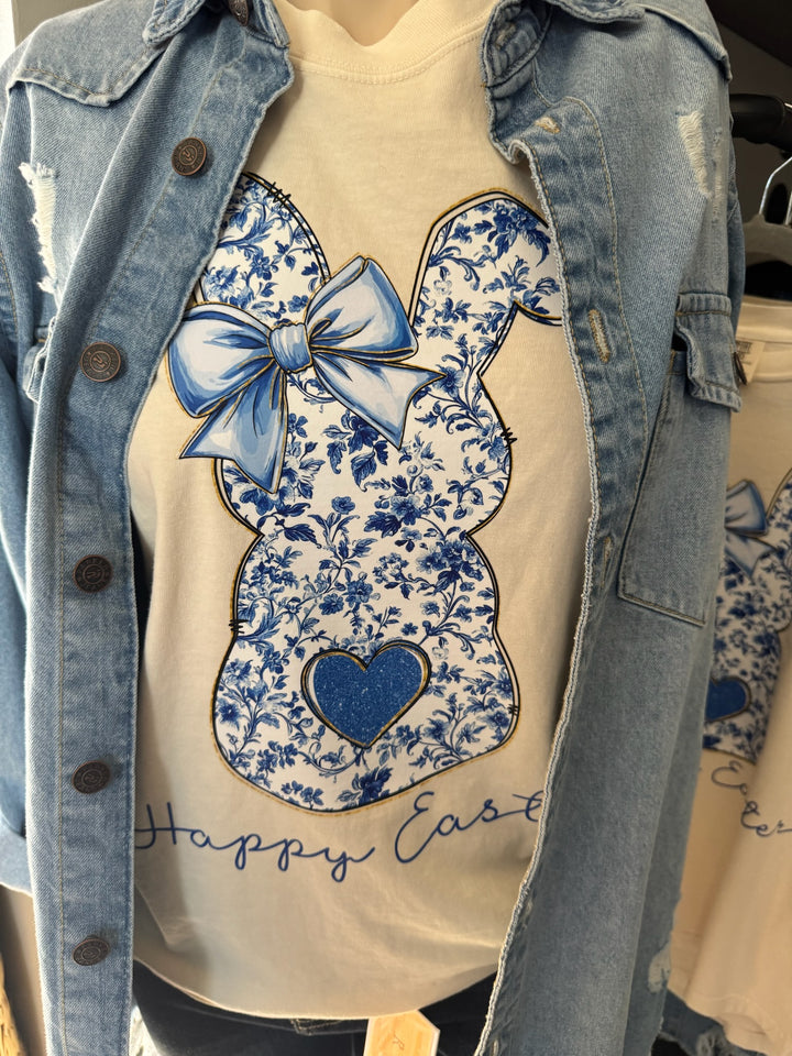 HAPPY EASTER BLUE BUNNY TEE