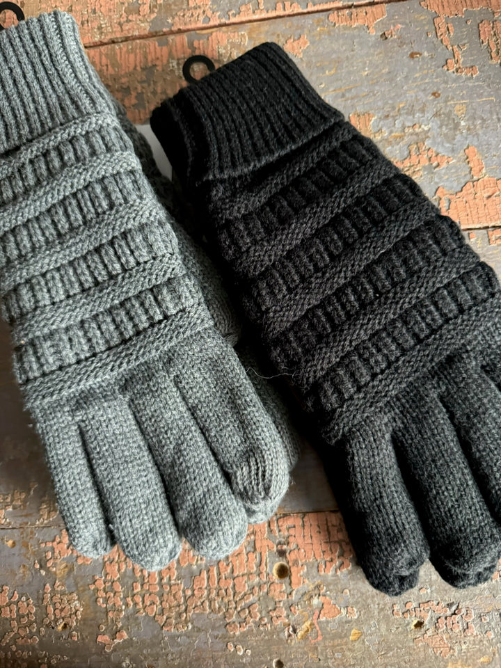 CC LINED TOUCH GLOVES GRAY
