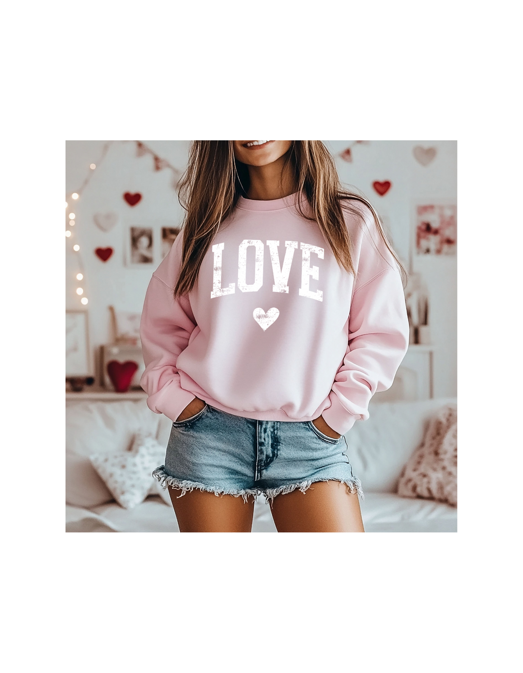 LOVE IN WHITE VDAY ADULT CREWNECK PRE-ORDER