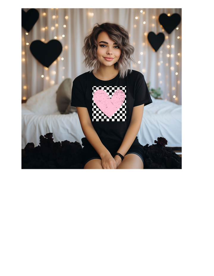 CHECKERED HEART VALENTINES TEE PRE-ORDER