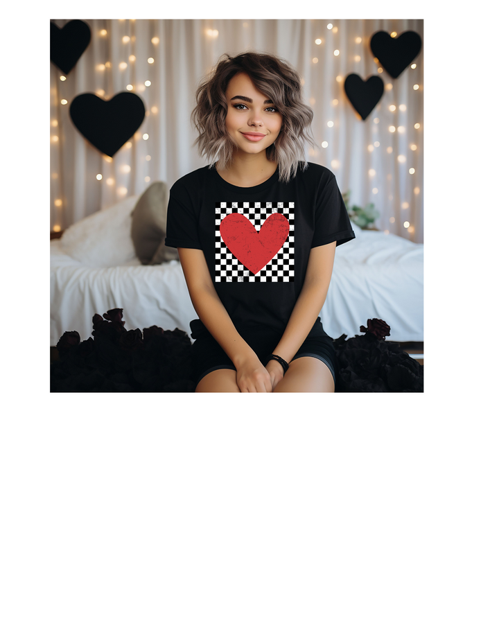 CHECKERED HEART VALENTINES TEE PRE-ORDER