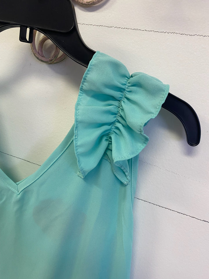 SEAFOAM RUFFLE TOP