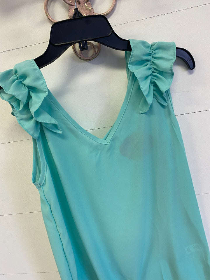 SEAFOAM RUFFLE TOP